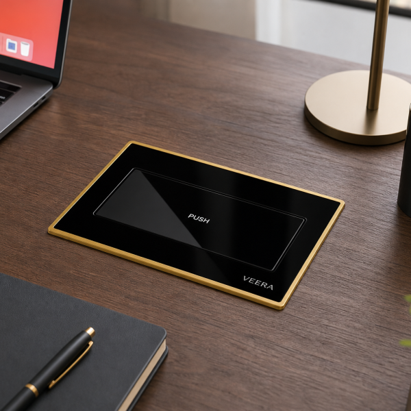 Veera push cabinet socket gold black jpg 1 600x600