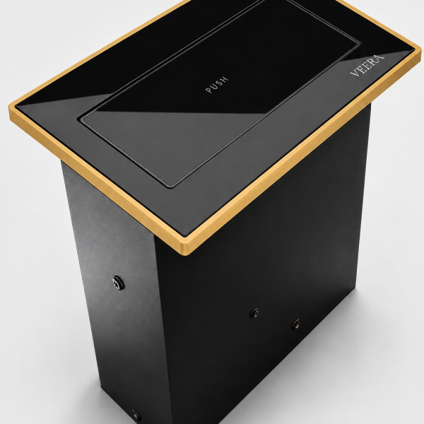 Veera push cabinet socket gold black jpg 600x600