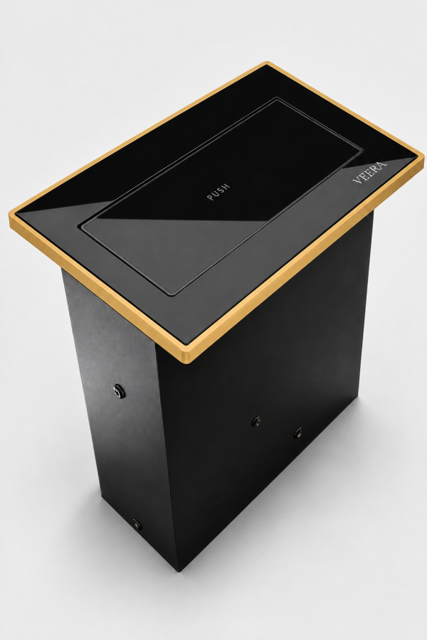 Veera push cabinet socket gold black jpg 600x900